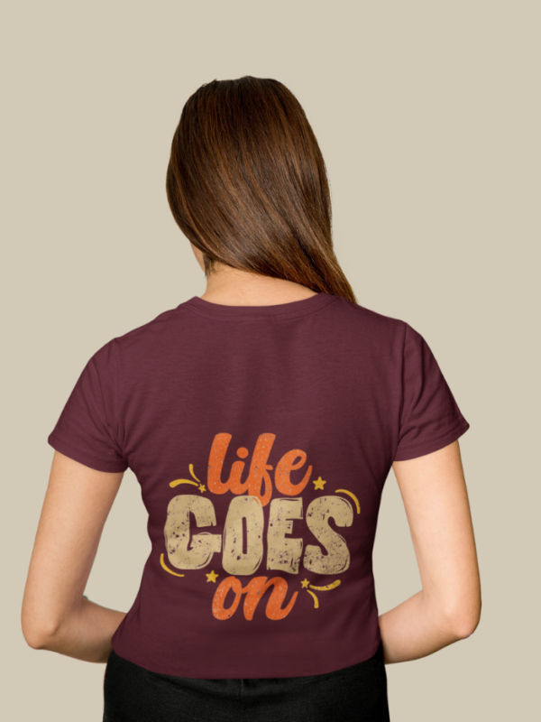 Maroon Round Neck T-Shirt with Back Print and Front Logo