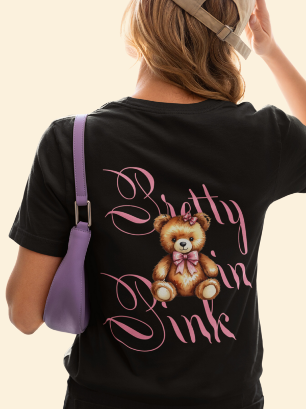 Teddy Back Print Black Round T-Shirt